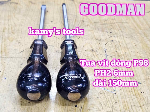 Tua vít đóng Goodman bake PH2 dẹp 6mm dài 150mm P98+6x150 P98-6x150