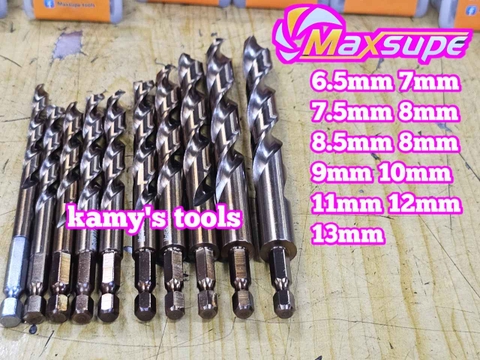 Mũi khoan sắt thép inox M35 chuôi lục giác Maxsupe 6.5mm 7mm 7.5mm 8mm 8.5mm 8mm 9mm 10mm 11mm 12mm 13mm