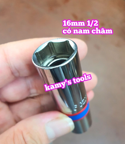 Đầu khẩu tuýp tháo mở bugi có nam châm 16mm 1/2 inch 6 cạnh dài 70mm Kingtony 466516
