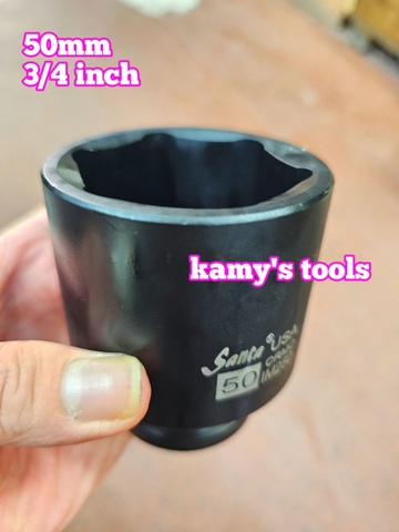 Đầu tuýp 3/4 inch dài 80mm Santa thép Cr-mo 46mm 48mm 50mm 55mm IM246 IM248 IM250 IM255