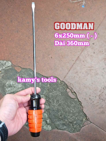 Tua vít cán gai bake dẹp 6mm PH2 dài 250mm 6x250mm PH2x250mm Goodman 91610PH 91610STM