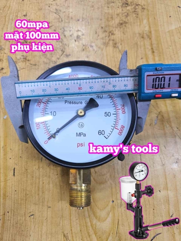 Phụ kiện đồng hồ của dụng cụ cân chỉnh béc kim phun dầu diesel 60mpa mặt 100mm đường kính 20mm Wetools DGNT6010