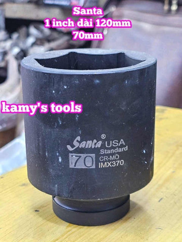 Đầu tuýp 1 inch đen dài 120mm lục giác Santa thép Cr-mo 55mm 60mm 65mm 70mm 75mm 80mm IMX360 IMX365 IMX370 IMX375 IMX380