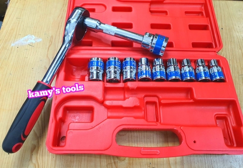 Bộ tuýp khẩu cần tự động có khúc nối 12 chi tiết 1/2 inch 8mm-24mm Tifone, bộ đồ nghề sửa chữa xe