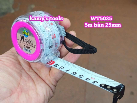 Thước kéo 5m 5mét bản 19mm 25mm WSK Wasaki WT5019 WT5025 2 mặt có lỗ ban TỰ ĐỘNG KHÓA, thước rút 5m thước cuộn 5m