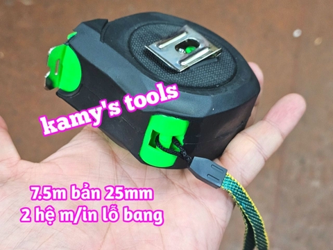 Thước Rút 7.5m Bản 25mm Winshine NCP Xanh Đen 2 hệ mét inch có lỗ bang, Thước cuộn 7.5m, Thước Kéo 7.5m