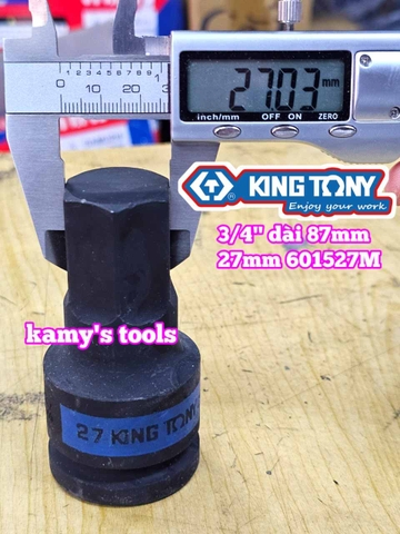 Đầu tuýp lú  đầu lục giác 6 cạnh 3/4 inch Kingtony 24mm 601524M 27mm 601527M