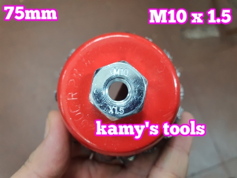 Chén cước hay chổi cước thép xoắn 75mm 3 inch tán M10x1.5 và M14x2.0