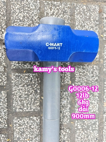 Búa thép đầu lục giác cán cao su 6kg 12LB C-mart model G0006-12 dài 900mm