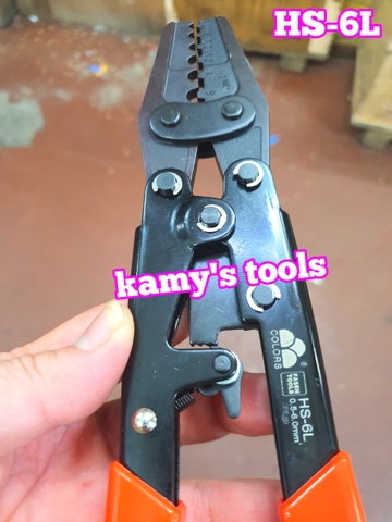 Kìm bấm cos nối, cos trần, cos pin tròn, cos chẻ HS-6L Fasen 0.5-6mm2 chính hãng