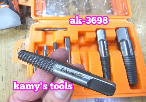 Bộ 8 mũi ren taro chuyên lấy đầu ống nước bulong ốc vít gãy Asaki AK-3698
