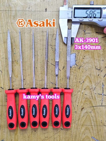 Bộ dũa giũa kim cương 6 cây Asaki AK-3901 cỡ 3mm 3x140mm