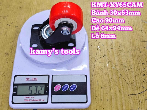 Bánh xe càng xoay PU cam 60mm 30x63mm cao 90mm Kamytools KMT-XY65CAM