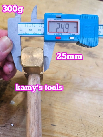 300g 0.3kg Búa đồng thau đầu vuông cán gỗ kamytools