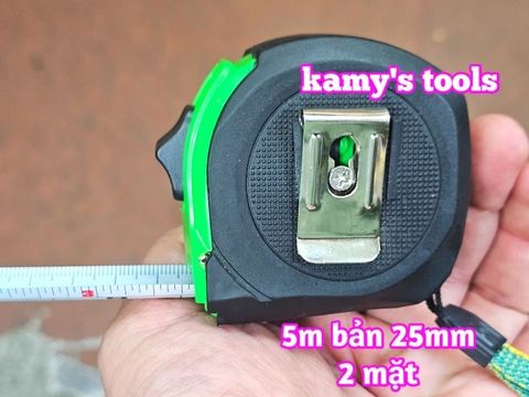 Thước Rút 5m Bản 25mm Winshine NCP Xanh Đen 2 hệ mét inch có lỗ bang, Thước cuộn 5m, Thước Kéo 5m