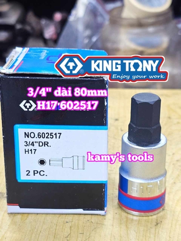Đầu tuýp lú đầu lục giác 6 cạnh 3/4 inch Kingtony 14mm 17mm 19mm 22mm 602514 602517 602519 602522