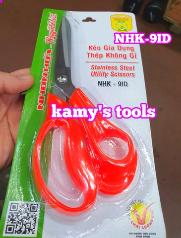 Kéo nguyễn đình cán nhựa dài 9 inch 225mm NHK-9ID thép không rỉ chính hãng nhơn hòa nguyễn đình