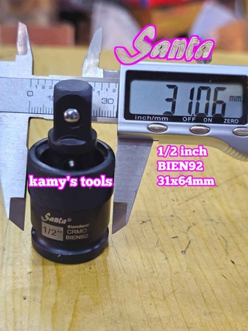 Đầu tuýp nối lắc léo đen gật gù xoay 360 độ Santa 1/2 inch dài 31x64mm BIEN92