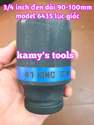 Đầu tuýp đầu khẩu đen dài lục giác dài 90mm Kingtony lỗ 3/4 inch 36mm 38mm 40mm 41mm 643536M, 643538M, 643540M, 643541M