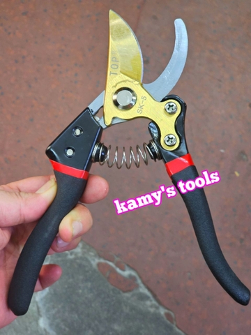 Kéo cắt cành cây trợ lực thép SK-5 lưỡi vàng dài 215mm