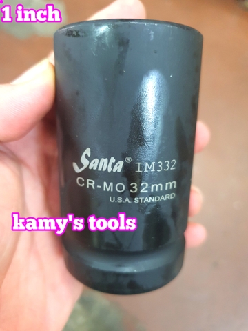 Đầu tuýp 1 inch dài 90mm Santa thép Cr-Mo 22mm 23mm 24mm 27mm 30mm 32mm 33mm 34mm 35mm 36mm 38mm 41mm 42mm 44mm