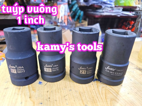 Đầu tuýp đầu khẩu VUÔNG 1 inch dài 90mm Santa thép Cr-mo 17mm 19mm 21mm 22mm