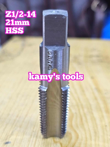 Taro ống rắc co 21mm răng côn HSS Shanghai Z1/2-14