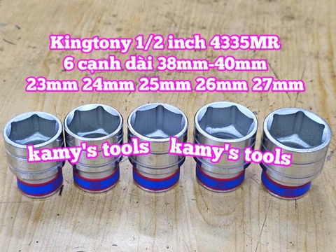 Đầu tuýp trắng ngắn 1/2 inch Kingtony 6 cạnh 23mm 24mm 25mm 26mm 27mm 28mm 433523MR 433524MR 433525MR 433526MR 433527MR