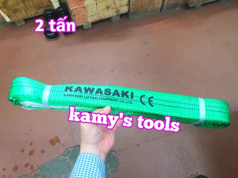 Dây cáp vải cẩu hàng bản dẹp 2 tấn, Hệ số 5:1, dài 1m-10m