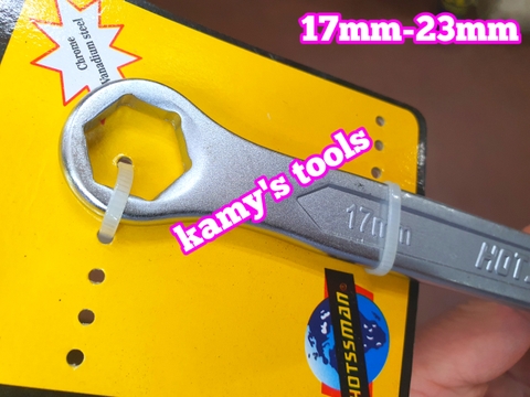 Cờ lê 2 đầu vòng 17-23mm Hotssman tăng xích sên xe máy, mở nắp xupap, mở ống xả nhớt, ốc đùm bánh xe sau