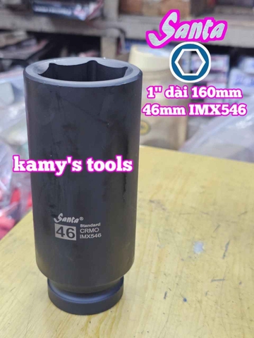 Đầu tuýp 1 inch Santa đen dài 160mm cỡ 30mm 32mm 36mm 41mm 46mm IMX530 IMX532 IMX536 IMX541 IMX546