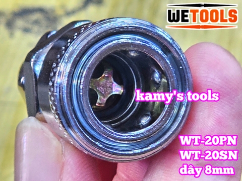 Bộ nối nhanh hơi khí nén dùng cho dây hơi 8mm 20SN 20PN Wetools WT-20PN WT-20SN
