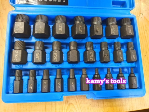 Bộ tuýp khẩu tháo mở lấy ốc hỏng trờn ren ốc vít gãy 25 chi tiết kamytools