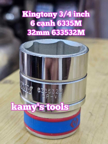 Đầu tuýp khẩu 3/4 inch 6 cạnh trắng Kingtony 27mm 28mm 29mm 30mm 32mm 633527M 633528M 633529M 633530M 633532M