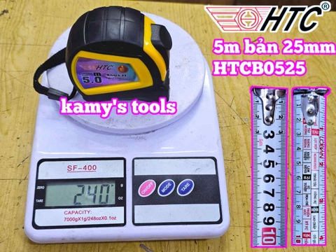 Thước cuộn thước rút thước kéo 5m 5 mét bản 25mm HTC HiLock-25 model HTCB0525 tự động khóa