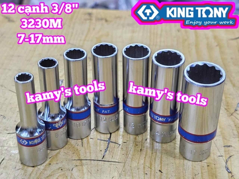 Đầu tuýp 3/8 inch 12 cạnh Kingtony 7mm 8mm 10mm 12mm 13mm 14mm 17mm 323007M 323008M 323010M 323012M 323013M 323014M 323017M