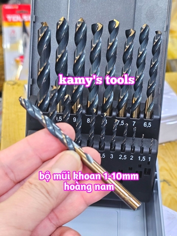 Bộ mũi khoan sắt thép inox Hoàng Nam 19 chi tiết 1mm-10mm