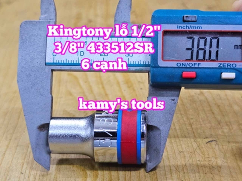 Đầu tuýp trắng 6 cạnh lỗ 1/2 inch cỡ 3/8 inch Kingtony 433512SR