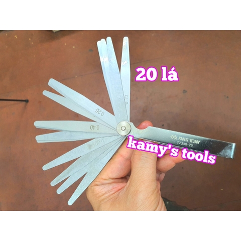 Thước căn lá dưỡng đo độ dày đo khe hở căn chỉnh cò xupap Kingtony 20 lá loại thẳng 77340-20 cỡ 0.05-1.0mm