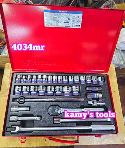 4034MR bộ tuýp 1/2 inch 12 cạnh Kingtony 33 chi tiết hệ mét 8mm-30mm