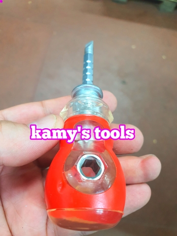 Tua vít lùn 2 đầu bake dẹp có lỗ tăng đơ dài ngắn cán nhưa 6.3mm, tô vít 2 đầu