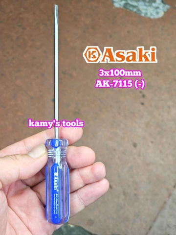 Tua vít bake dẹp 3mm dài 100mm 3x100mm Asaki AK-7114 AK-7115