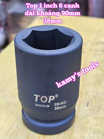 Đầu tuýp khẩu 1 inch đen dài 90mm TOP 6 cạnh 34mm 36mm 38mm 41mm 240625-34 240625-36 240625-38 240625-41