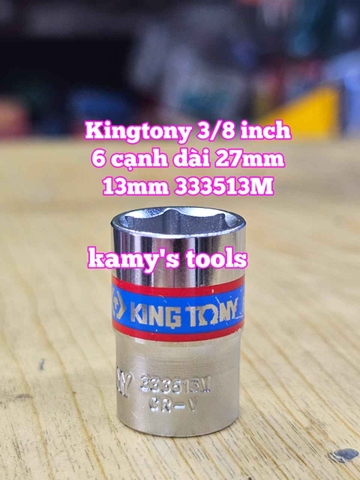 Đầu tuýp trắng 6 cạnh 3/8 inch dài 27mm Kingtony 11mm 12mm 13mm 14mm 15mm 333511M 333512M 333513M 333514M 333515M