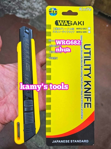Dao rọc giấy dao rọc cáp lưỡi thép SK-5 bản 18mm dài 163mm Wasaki WRG682 và WR686