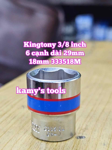 Đầu tuýp trắng 6 cạnh 3/8 inch dài 27mm Kingtony 16mm 17mm 18mm 19mm 20mm 333516M 333517M 333518M 333519M 333520M