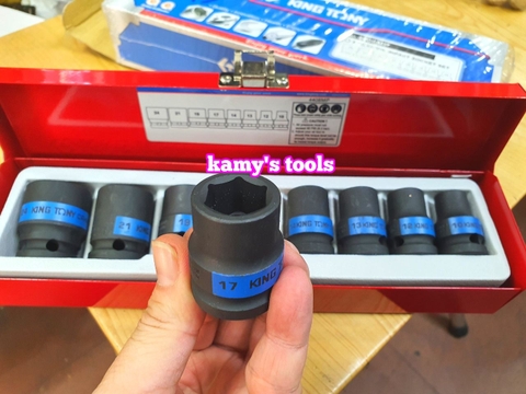 Bộ tuýp khẩu đen ngắn 1/2 inch Kingtony 4408MP 8 chi tiết 10mm-24mm