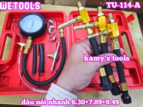 Bộ đồng hồ đo áp suất hệ thống phun nhiên liệu động cơ bơm xăng TU-114-A với đầu nối nhanh 6.30+7.89+9.49 Wetools