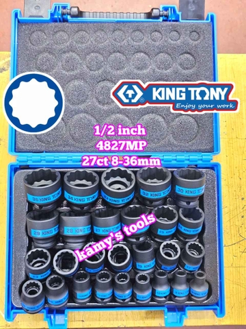 Bộ tuýp đen 1/2 inch Kingtony 4827MP 12 cạnh 27 chi tiết 8-36mm