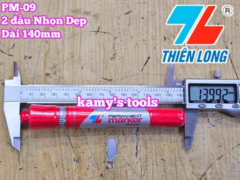 Bút lông dầu Thiên Long Permanent Marker 2 đầu dẹp và nhọn dài 140mm PM-09